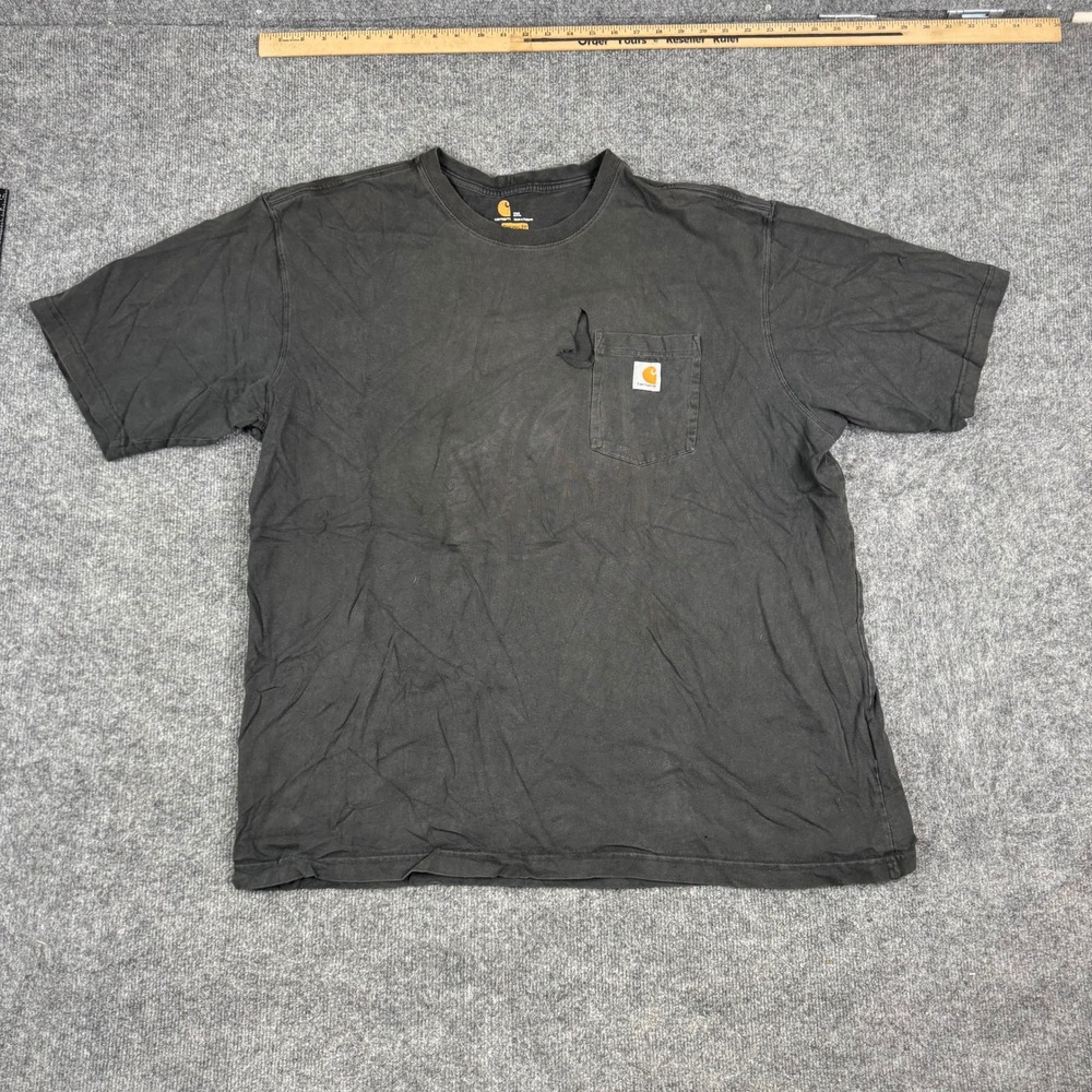 Carhartt T-Shirt Mens Size 2XL Black Original Fit Pocket Short Sleeve Distressed
